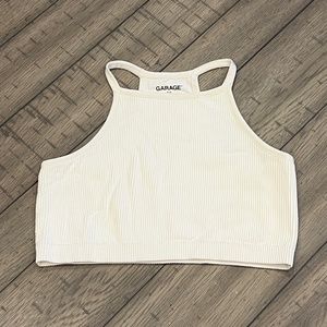 Garage Cropped Ribbed Tank Top SM cream NWOT